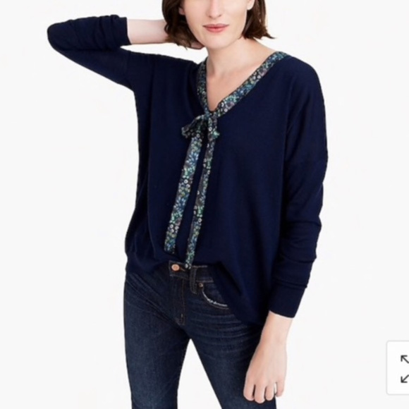 J. Crew Sweaters - J.Crew X Abigail Borg Wool Tie-neck Sweater L